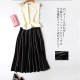 2025 spring striped white mid-length skirt umbrella skirt high waist zipper skirt slim beauty skirt A-line skirt versatile skirt