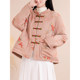 Chinese style printed tied thread clamped cotton warm cotton jacket with artistic retro stand collar improved winter cotton jacket