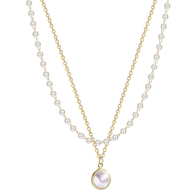 Outlet brand discount store removes cabinets from clearance, picks up leaks, double-layered pearl clavicle chain outlets women's accessories trend 1