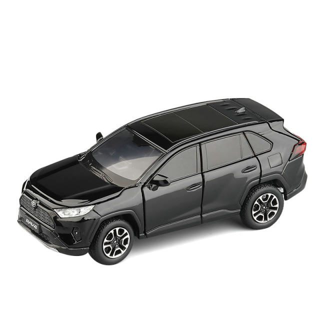 JKM Toyota RAV4 Rongfang alloy car model sound and light steering shock absorber children's toy car gift ornaments