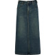 qs 秸hee autumn and winter new retro washed distressed denim skirt with back slit mid-length high-waisted slim skirt for women