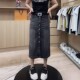 High waist slit straight versatile jeans skirt without elasticity summer new large size women's retro slim hip skirt