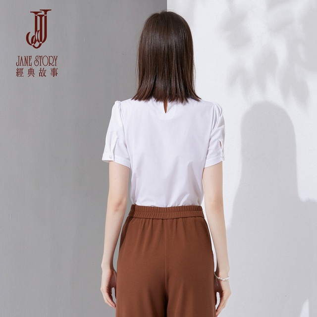 White half turtleneck puff sleeve shirt for women 2025 new high-end fashion beautiful shirt French unique top