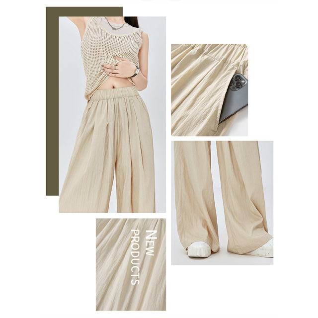 Yamamoto pants for women in spring and summer thin 2025 new high waist droop loose straight lazy style casual quick-drying wide-leg pants