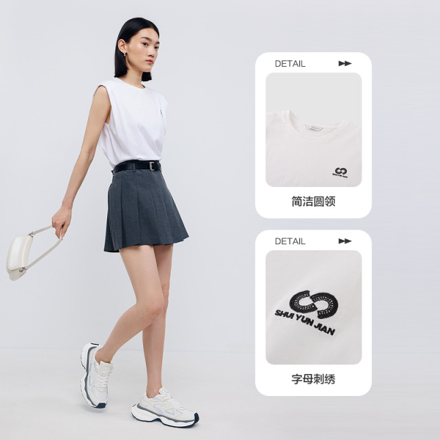Shuiyunjian sleeveless top T-shirt for women pure cotton inner short-sleeved vest loose simple and versatile 2025 summer new style
