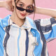 EMPTY REFERENCE American Retro Original Art Striped Short Sleeve Shirt Loose Shirt
