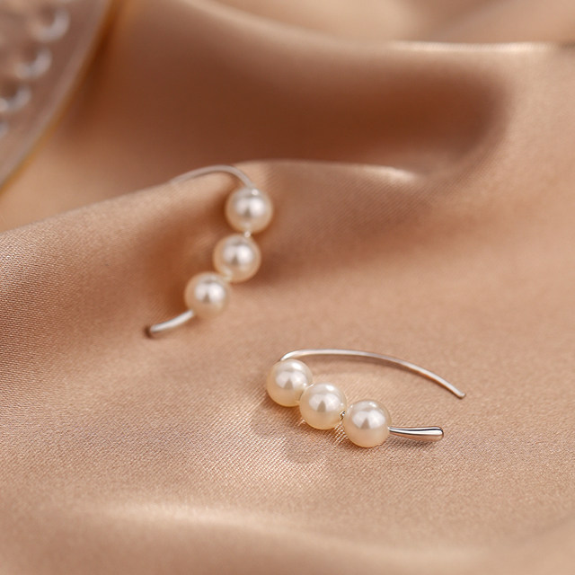 99 sterling silver pearl earrings 2025 new hot earrings high-end earrings niche women's light luxury