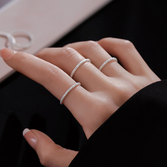 999 Silver Vegetarian Circle Ring Men and Women Gifts closed the niche lightly luxurious words couple's index finger ring

