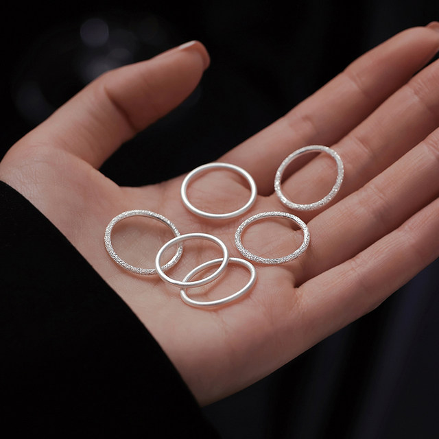 999 Silver Vegetarian Circle Ring Men and Women Gifts closed the niche lightly luxurious words couple's index finger ring
