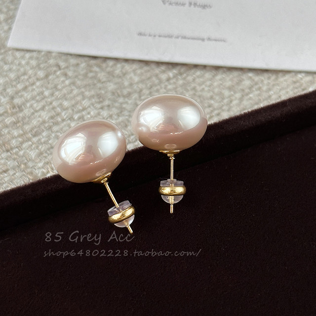 Shijia steamed bun pink pearl earrings for women 925 silver needle light luxury temperament earrings 2025 new niche earrings
