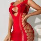 European and American sexy chest hollow perspective fishnet clothes women's sleeveless romantic perspective red nightclub hot passion underwear