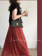 Mao Li Xiaosilang niche white brick red slim A-line tie half-body midi skirt for women
