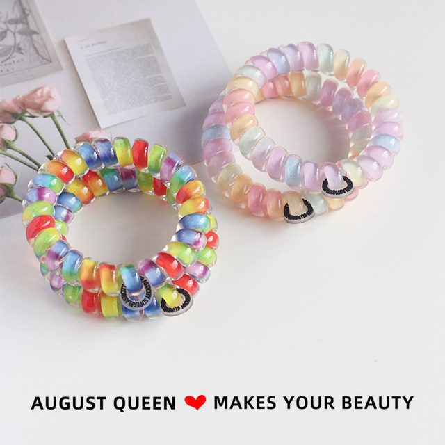 Advanced Korean version of phone cord hair tie, women's traceless phone cord TT ring, comfortable elastic high ponytail rubber band new style