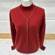 Mother's cardigan sweater winter half turtleneck bottoming knitted top middle-aged and elderly fashion women's red cashmere sweater