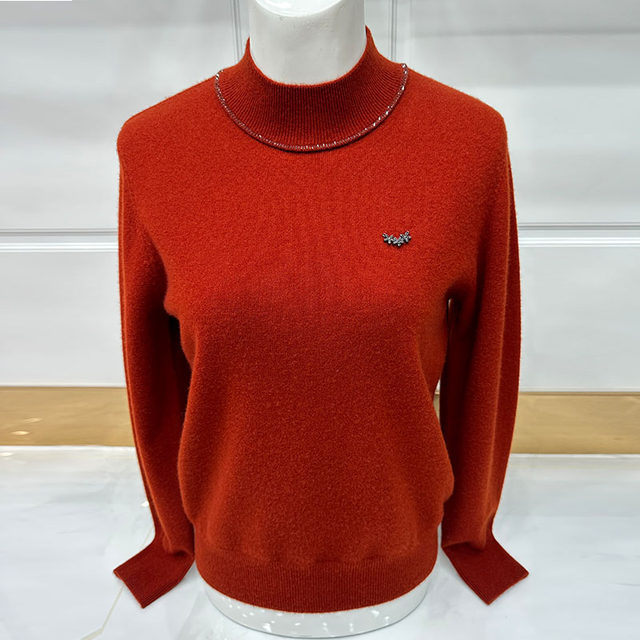 Sweater women's autumn and winter mother's high-end brand cashmere sweater bottoming knitted top middle-aged and elderly women's wool sweater new style