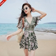 Couple swimsuits, one-piece dress, flat angle steel support gathered together, men and women, slimming belly, beach pants, men soaking in hot spring vacation style