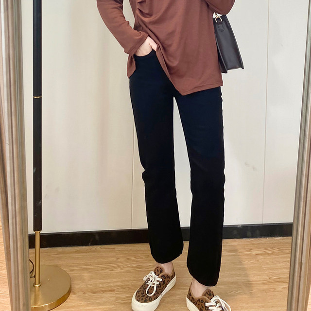 COCO large size jeans fat mm straight jeans women's 2025 spring and autumn new high-waist slimming nine-point pants elastic
