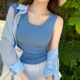 Round neck wide shoulder strap suspender vest for women in summer wear 2025 new inner wear slim fitted bottom sleeveless top