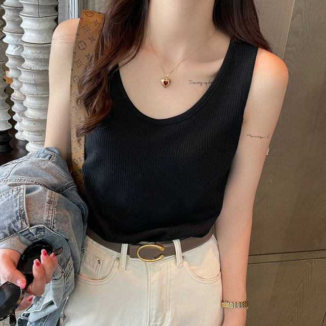 White suspender vest for women with inner wear 2025 summer and autumn new large size fat mm belly-covering loose base top wear outside