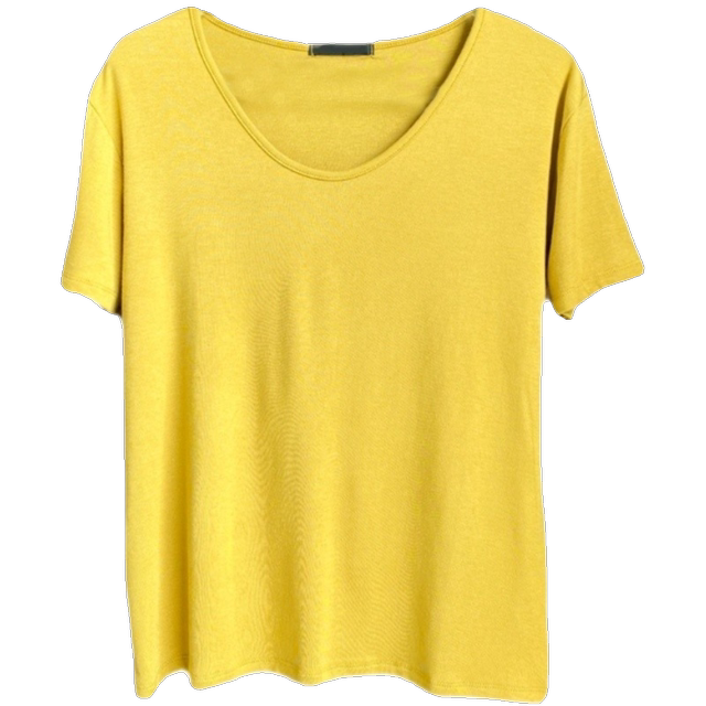 Green V-neck Modal front shoulder short-sleeved T-shirt for women 2025 summer new style for loose slim base top
