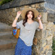 Longmei’s green V-neck ice silk cotton linen short-sleeved T-shirt women’s 2025 summer thin loose slim half-sleeved top