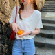 Green Modal short-sleeved facial mask T-shirt women's 2025 summer new loose fat mm belly cover V-neck ice silk top
