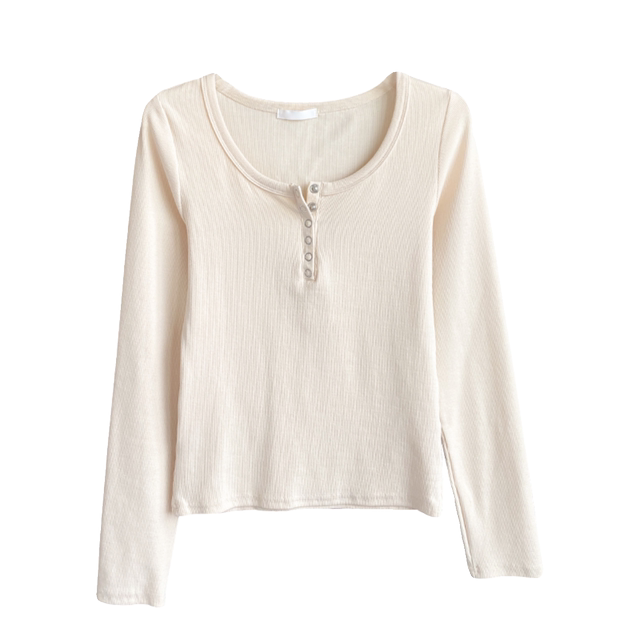 Blue thin slim base shirt for women with spring 2025 new unique long-sleeved T-shirt hit shoulder top