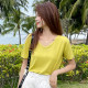 Longmei’s green V-neck modal short-sleeved T-shirt for women’s 2025 summer new loose and beautiful top
