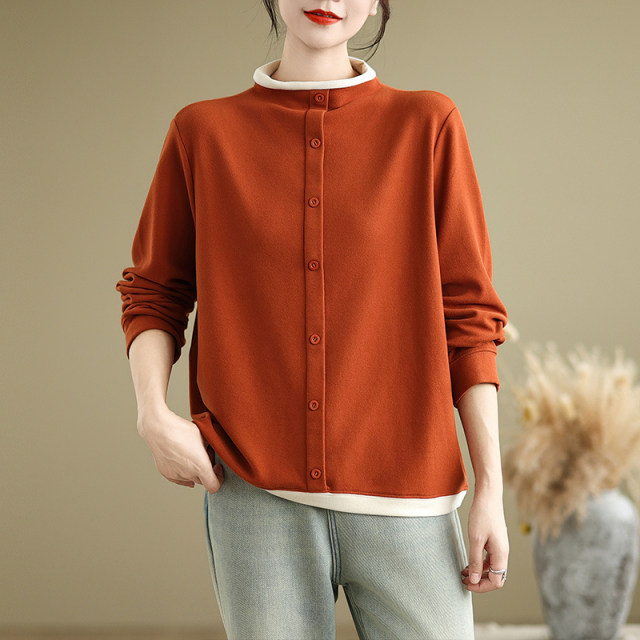 New autumn and winter single-breasted turtleneck long-sleeved T-shirt for women's thermal inner wear plus velvet base shirt good quality soft
