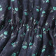 Original short-sleeved linen printed V-neck seven-quarter sleeve cotton linen dress for women new spring and summer waist-hugging long skirt to show slim temperament