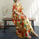 Foreign trade export large color V-neck thin cotton linen large size loose vacation style beach skirt retro meat-covered long robe