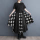 Discounted summer new loose dark solid color large polka dots personalized matching piece splicing casual versatile skirt umbrella skirt