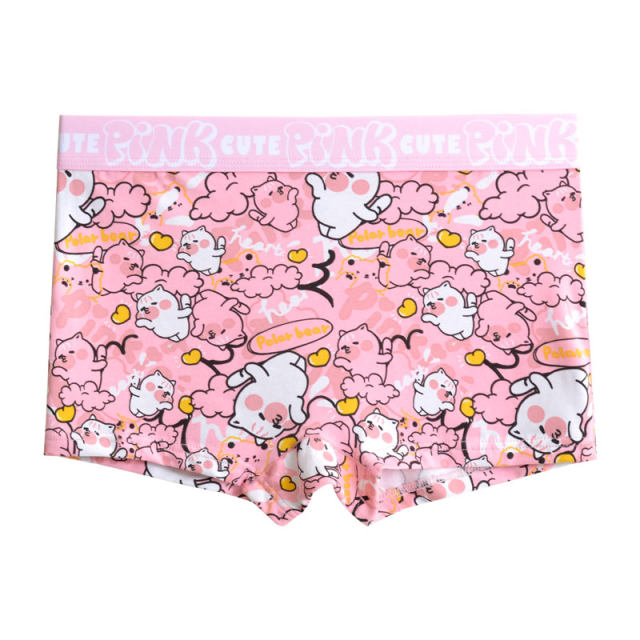 Zhang Qingnian's pink cartoon pure cotton l e neutral four-corner flat corner neutral women's underwear antibacterial breathable shorts