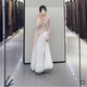 ZA spring and summer new sweet temperament lace-up elastic waist layered splicing long skirt skirt women 4391408
