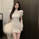 White sexy lace dress Female autumn high -end sense skirt French temperament high -end ladies slim hip skirt
