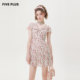 FIVE PLUS floral dress for women French holiday high waist V-neck design skirt Laiser new women's summer clothing
