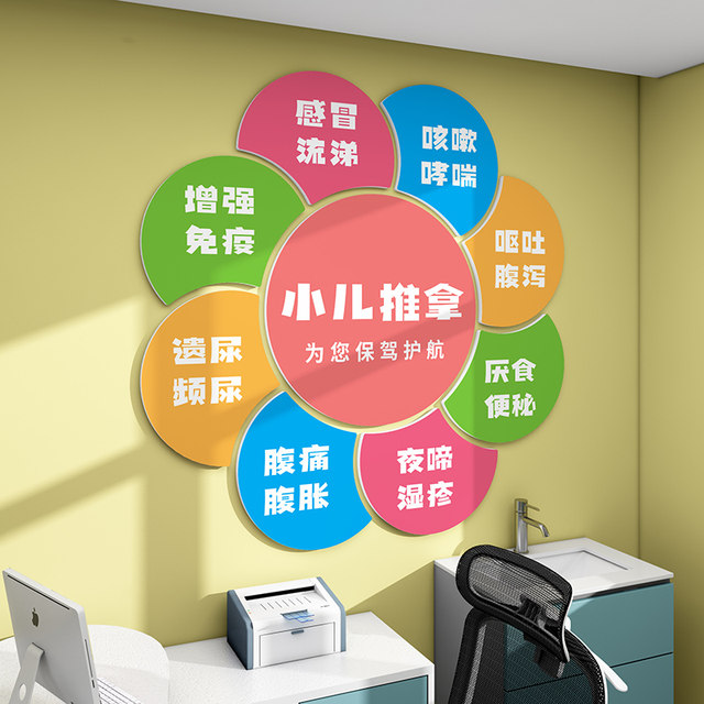 Traditional Chinese medicine pediatric massage shop wall stickers 3D three-dimensional maternal and infant health therapy center cultural background wall decoration arrangement