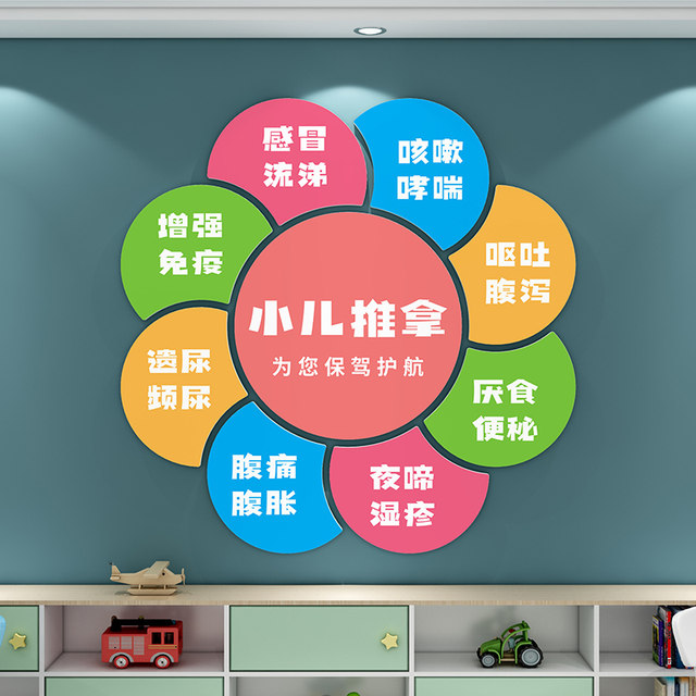 Traditional Chinese medicine pediatric massage shop wall stickers 3D three-dimensional maternal and infant health therapy center cultural background wall decoration arrangement