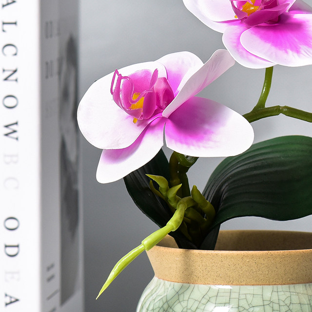 PU hand-feel Phalaenopsis fake flower simulated flower decoration ceramic decoration home floral potted plant decoration table flower arrangement
