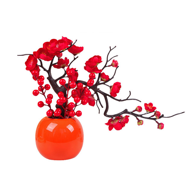 Winter Plum Fortune Fruit Moving to New House Wedding Gift Entrance Living Room Opening Money Ornaments Home TV Cabinet Decoration
