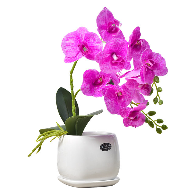 PU hand-feel Phalaenopsis fake flower simulated flower decoration ceramic decoration home floral potted plant decoration table flower arrangement