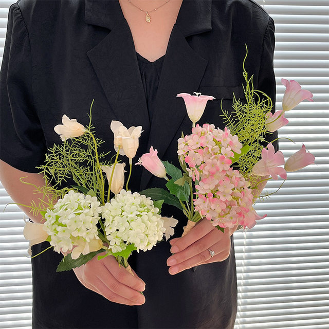 Qinyuan Spring Colorful Simulation Flower Set Hydrangea Bell Flower Combination Green Plant Indoor Home Decoration Ornaments