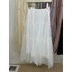 2025 spring colored yarn splicing cake skirt trendy and fashionable versatile elastic waist European loose midi skirt 438