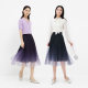 Koradior Kolatier Spring Mesh Elegant Skirt A-line Skirt Spliced ​​Mid-length Skirt