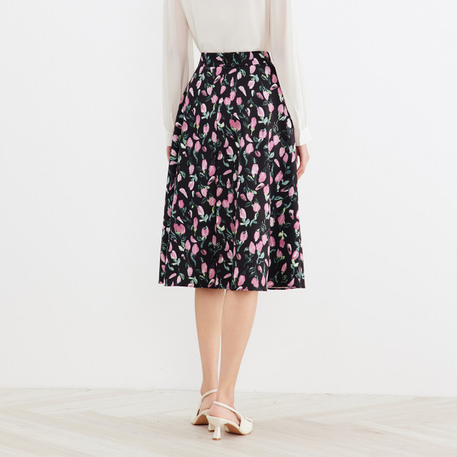 
Kelaitel women's clothing for spring commuting versatile floral design high waist A-line skirt long skirt