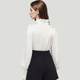 Stand-collar shirt for women long-sleeved new flared sleeve commuting top base fashionable niche white shirt 2954

