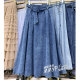 Lace-up denim skirt for women in autumn and winter 2025 new high-waist mid-length style covering hips to make them look slim A-line large hem skirt umbrella skirt