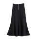 Spring design zippered hip slim fishtail black skirt women's 2025 new high-waisted A-line long skirt
