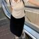 2024 new spring and autumn large size A-line skirt mid-skirt high-waisted professional one-step skirt slim and versatile over-knee skirt