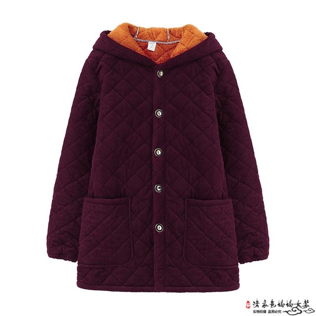 Middle-aged and elderly women's winter mid-length fashionable velvet thickened smock mother's large size warm coat grandma's cotton-padded jacket